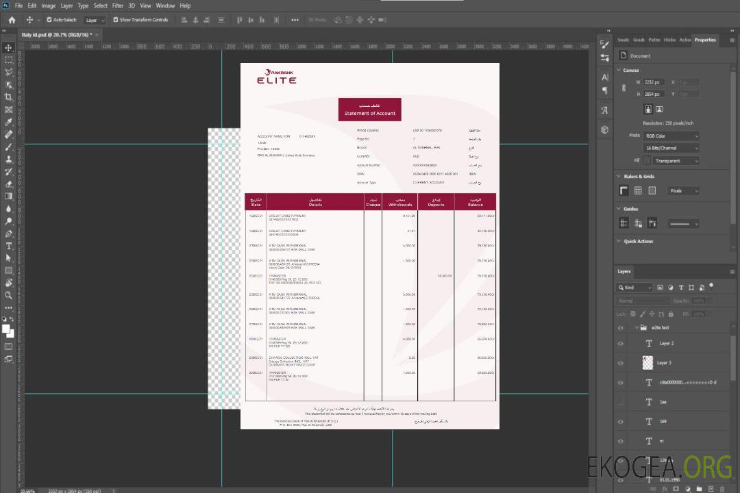 Modèle Word et PDF de relevé bancaire UAE Rakbank Elite avec template Modèle Word et PDF de relevé bancaire UAE Rakbank Elite avec template